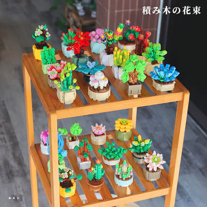 2023 1PCS Blind box toys DIY Building Block flower Succulents plant Children Assemble small Brick Gifts Kids Toy for boys girls