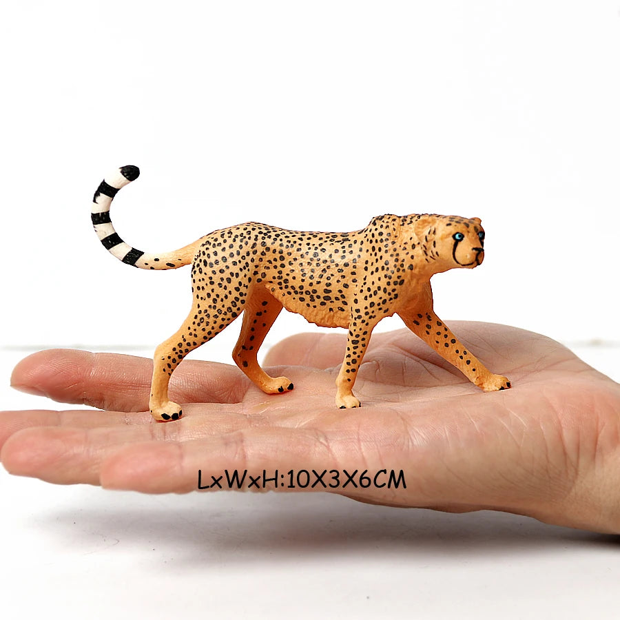 Realistic Wild Animals Model White Tiger,Lions,Leopard,Panther,Cheetah Educational Jungle Animals Figures Model Figurines Set