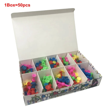 1Box=50Pcs Spliced Suckers Blocks Toy Soft Silicone Building Blocks Kids DIY Assembled Toy Funny Sucker Cup Toys