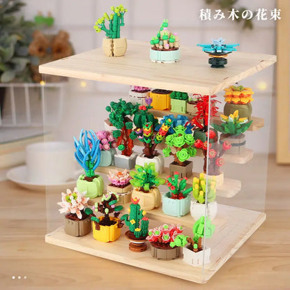 2023 1PCS Blind box toys DIY Building Block flower Succulents plant Children Assemble small Brick Gifts Kids Toy for boys girls