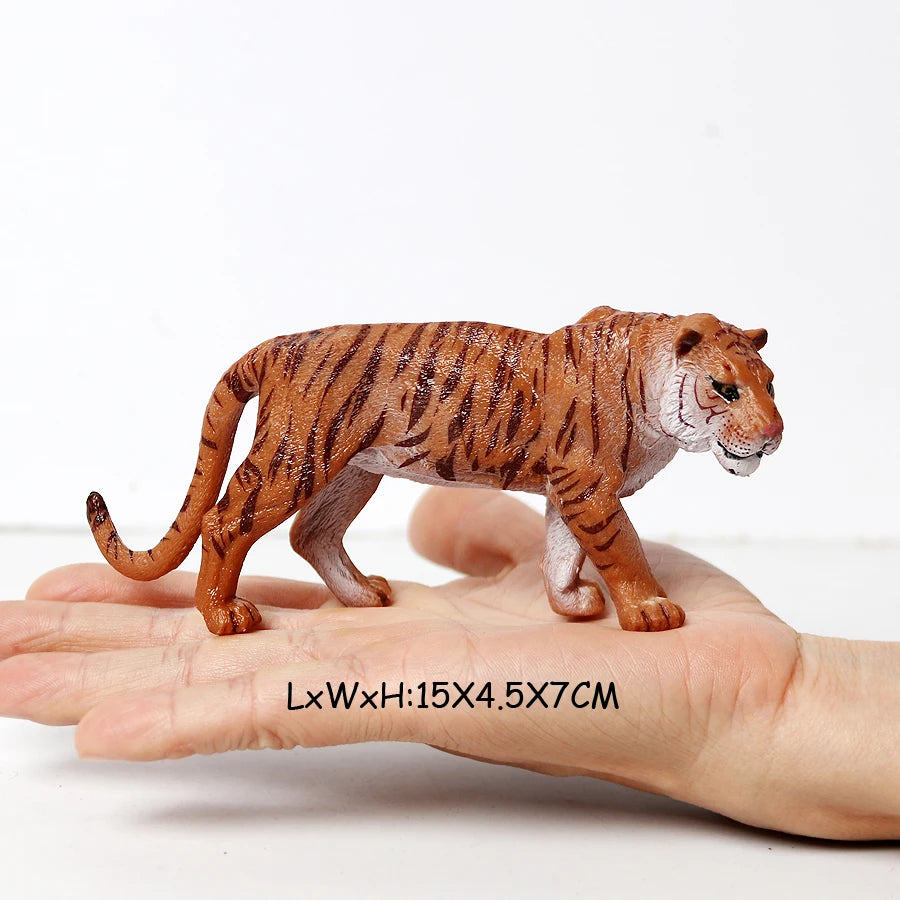 Realistic Wild Animals Model White Tiger,Lions,Leopard,Panther,Cheetah Educational Jungle Animals Figures Model Figurines Set