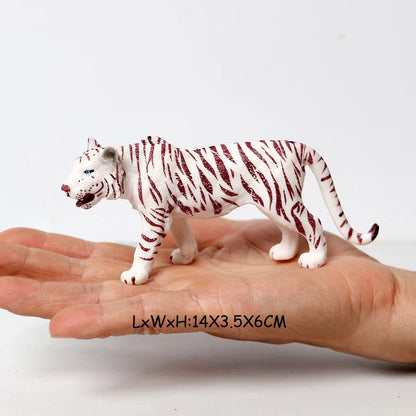 Realistic Wild Animals Model White Tiger,Lions,Leopard,Panther,Cheetah Educational Jungle Animals Figures Model Figurines Set