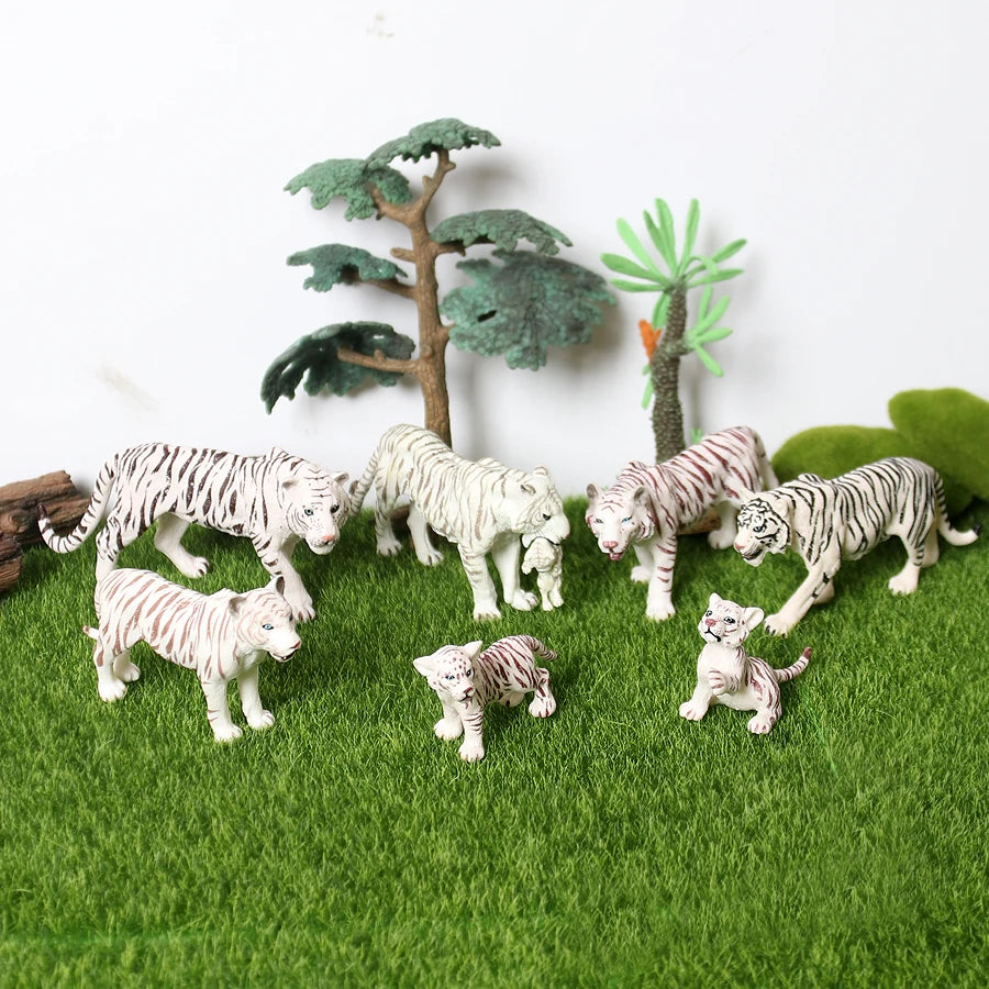 Realistic Wild Animals Model White Tiger,Lions,Leopard,Panther,Cheetah Educational Jungle Animals Figures Model Figurines Set