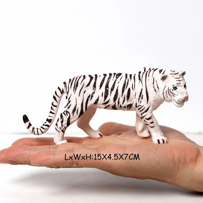 Realistic Wild Animals Model White Tiger,Lions,Leopard,Panther,Cheetah Educational Jungle Animals Figures Model Figurines Set