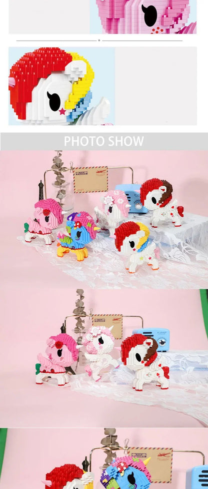 TOKIDOKI Unicorn High Difficulty Decompression Building Blocks Toys Particle Assembling Toys Puzzle Creative Ornaments