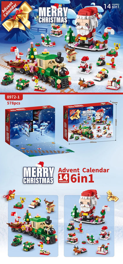 Christmas Decoration Christmas Advent  Surprise Blind Box Christma Building Blocks Sets Santa Claus Toy Set Children’S Gifts