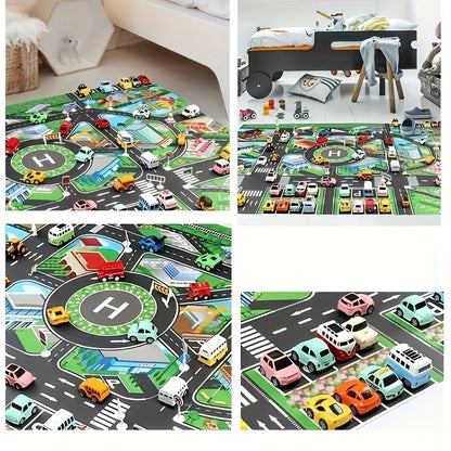 1pc, City Traffic Play Mat, Large Game Pad, Waterproof,  Interactive Road Map For Kids Playing With Toy Cars, Educational Tool