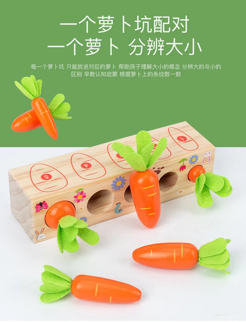 Kids Shape Matching Puzzle Toys Montessori Educational Learning-Toys Baby Carrot Harvest Games Wooden Toy Sorters For Children