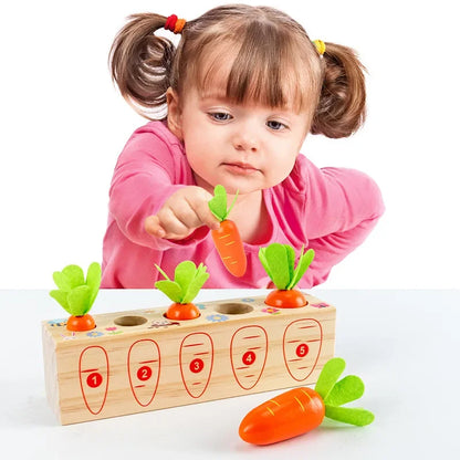 Kids Shape Matching Puzzle Toys Montessori Educational Learning-Toys Baby Carrot Harvest Games Wooden Toy Sorters For Children