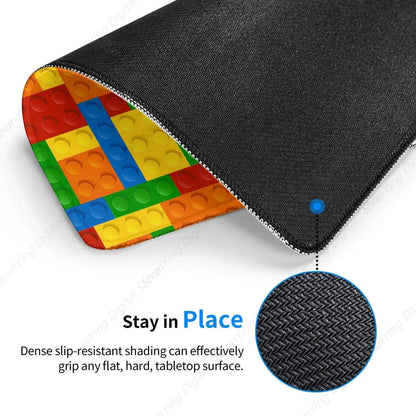 Toy Building Block Pattern Game Mouse Pad Sewn Edge Computer Keyboard Desk Pad, Anti Slip Rubber Base Mouse Pad 25*30cm