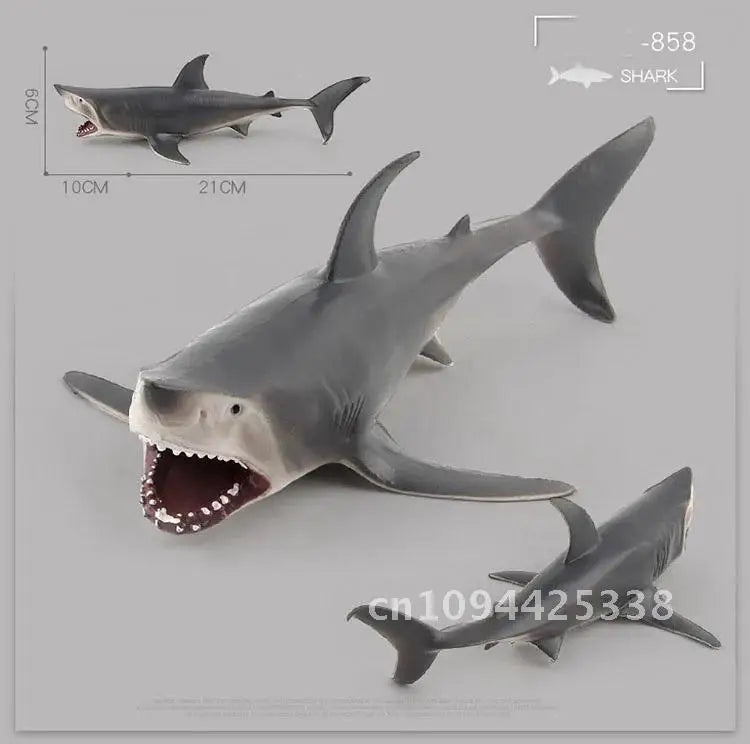 Simulation Marine Animal Big Shark Whale Figure Beluga Megalodon Educational Model Toy For Kids