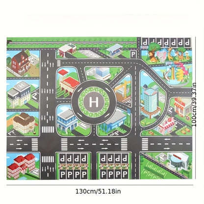 1pc, City Traffic Play Mat, Large Game Pad, Waterproof,  Interactive Road Map For Kids Playing With Toy Cars, Educational Tool