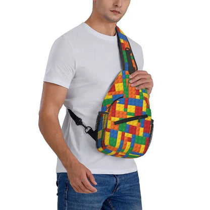 Building Toy Blocks Sling Backpack Sling Bag Hiking Traveling Chest Bag Daypack Men'S Fashion Crossbody Backpack Shoulder Bag