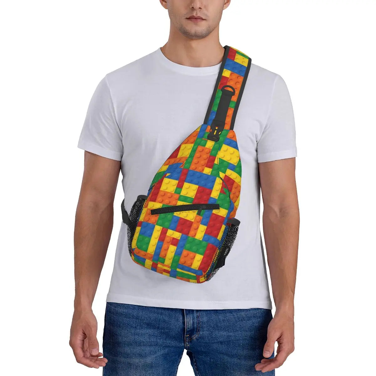 Building Toy Blocks Sling Backpack Sling Bag Hiking Traveling Chest Bag Daypack Men'S Fashion Crossbody Backpack Shoulder Bag