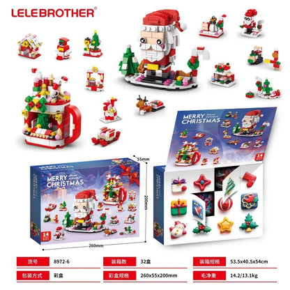 Christmas Decoration Christmas Advent  Surprise Blind Box Christma Building Blocks Sets Santa Claus Toy Set Children’S Gifts