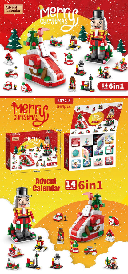 Christmas Decoration Christmas Advent  Surprise Blind Box Christma Building Blocks Sets Santa Claus Toy Set Children’S Gifts