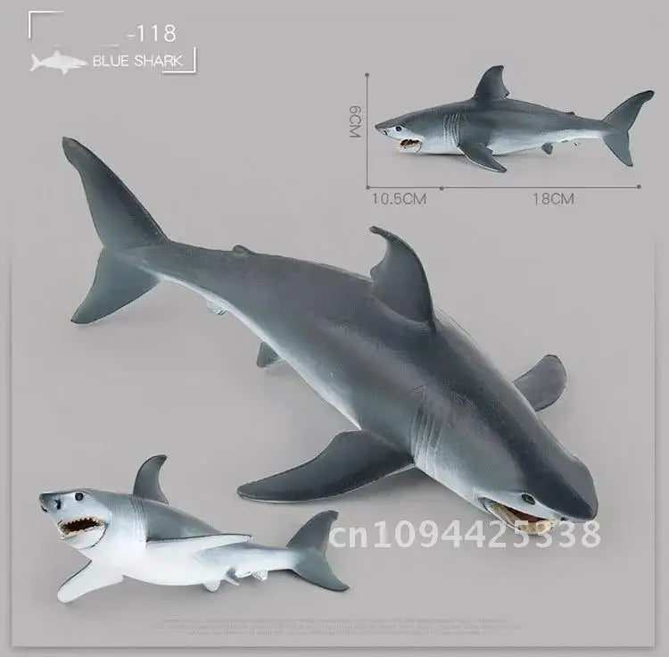 Simulation Marine Animal Big Shark Whale Figure Beluga Megalodon Educational Model Toy For Kids