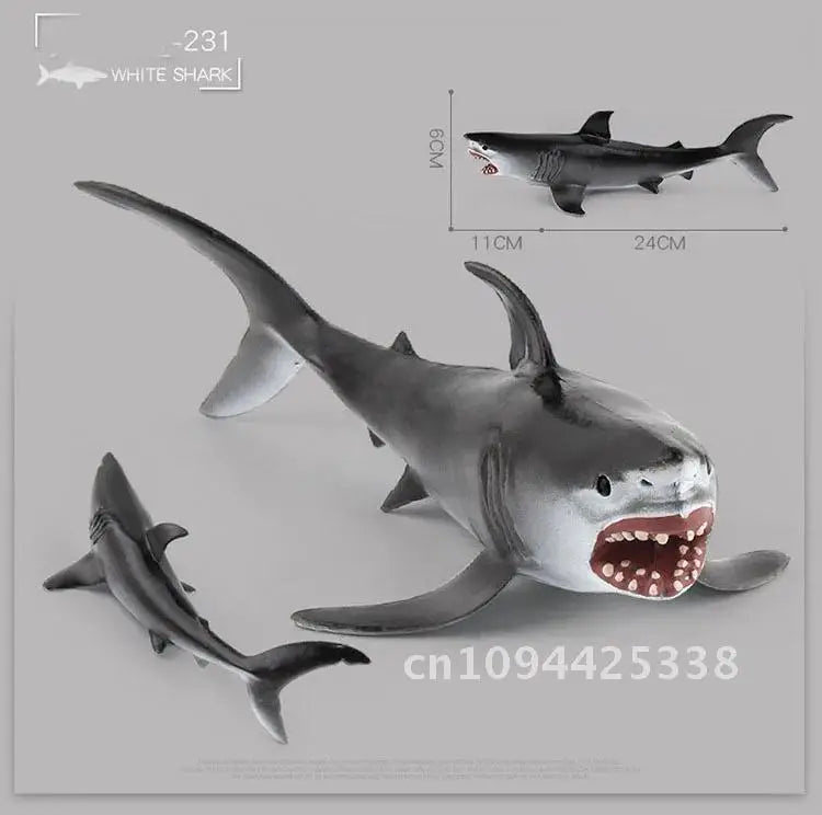 Simulation Marine Animal Big Shark Whale Figure Beluga Megalodon Educational Model Toy For Kids