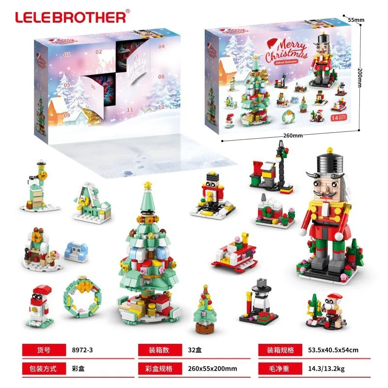 Christmas Decoration Christmas Advent  Surprise Blind Box Christma Building Blocks Sets Santa Claus Toy Set Children’S Gifts