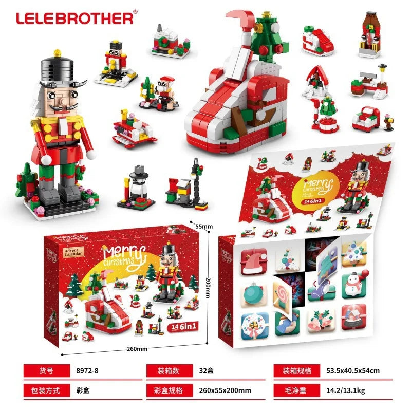 Christmas Decoration Christmas Advent  Surprise Blind Box Christma Building Blocks Sets Santa Claus Toy Set Children’S Gifts