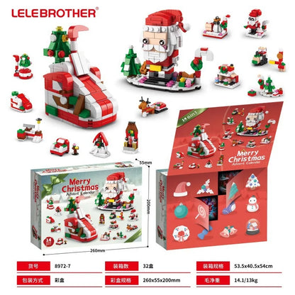 Christmas Decoration Christmas Advent  Surprise Blind Box Christma Building Blocks Sets Santa Claus Toy Set Children’S Gifts