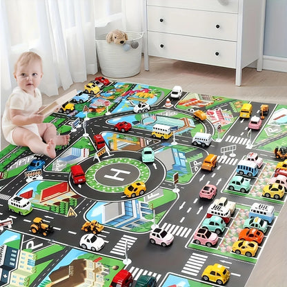 1pc, City Traffic Play Mat, Large Game Pad, Waterproof,  Interactive Road Map For Kids Playing With Toy Cars, Educational Tool