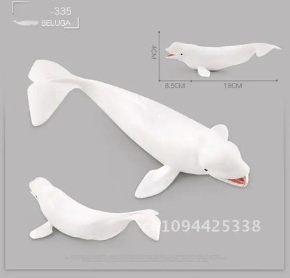 Simulation Marine Animal Big Shark Whale Figure Beluga Megalodon Educational Model Toy For Kids