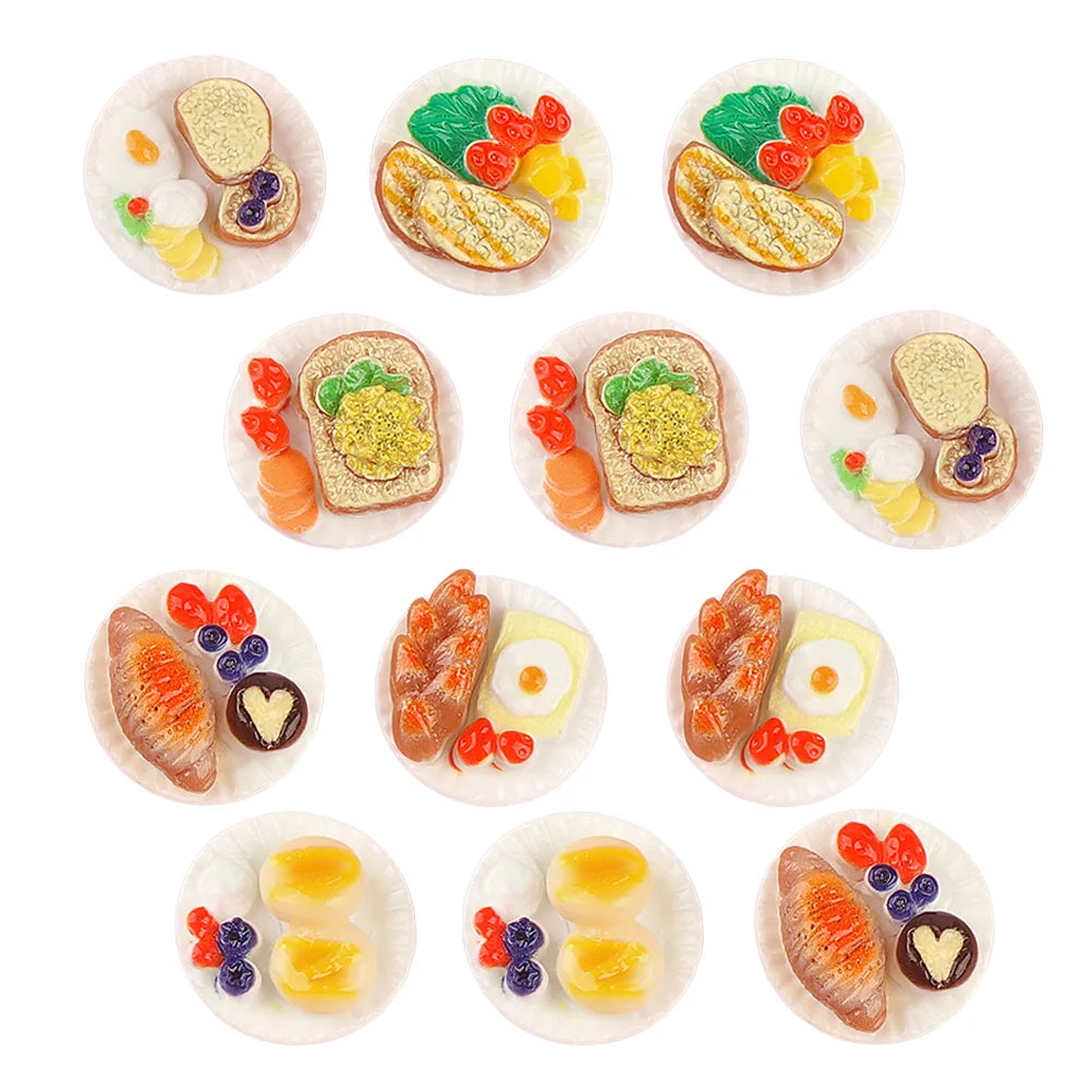 24 Pcs Simulated Food Toys Resin Fake Ornament Miniature Play House Decorations Dessert Model