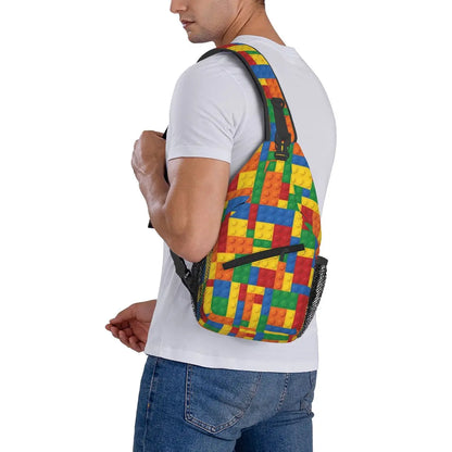 Building Toy Blocks Sling Backpack Sling Bag Hiking Traveling Chest Bag Daypack Men'S Fashion Crossbody Backpack Shoulder Bag