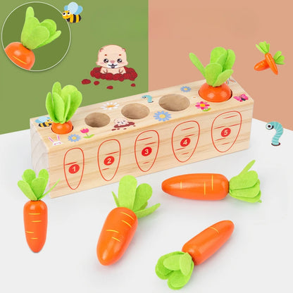 Kids Shape Matching Puzzle Toys Montessori Educational Learning-Toys Baby Carrot Harvest Games Wooden Toy Sorters For Children