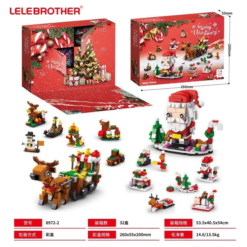 Christmas Decoration Christmas Advent  Surprise Blind Box Christma Building Blocks Sets Santa Claus Toy Set Children’S Gifts